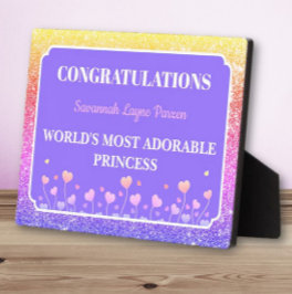 Princess! Fun Personalized girl tabletop plaque フォトプラーク
