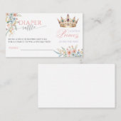 Princess Gold Crown Baby Shower Diaper Raffle エンクロージャーカード (正面/裏面)