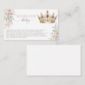 Princess Gold Crown Floral Books for Baby Shower   エンクロージャーカード (正面/裏面)