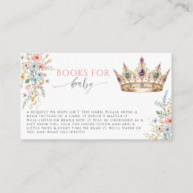 Princess Gold Crown Floral Books for Baby Shower  