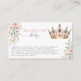 Princess Gold Crown Floral Books for Baby Shower   エンクロージャーカード