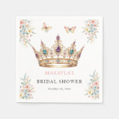Princess Gold Crown Floral Butterfly Bridal Shower スタンダードカクテルナプキン (正面)