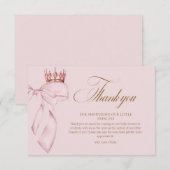 Princess Gold Pink Girl Baby Shower サンキューカード (正面/裏面)