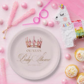 Princess Gold Pink Girl Baby Shower ペーパープレート (パーティー)