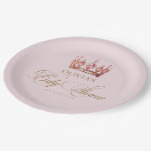 Princess Gold Pink Girl Baby Shower ペーパープレート (アングル)