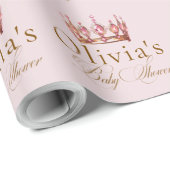 Princess Gold Pink Girl Baby Shower ラッピングペーパー (ロールコーナー)