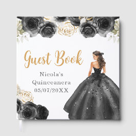 Princess in Black Dress Quinceanera Guest Book ゲストブック