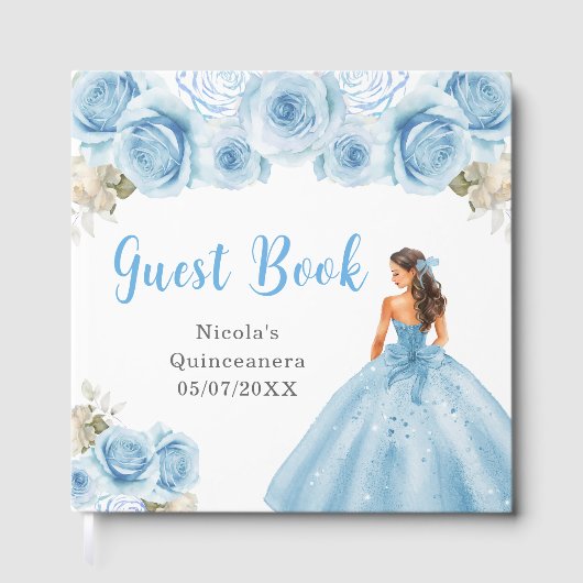 Princess in Blue Dress Quinceanera Guest Book ゲストブック (正面)