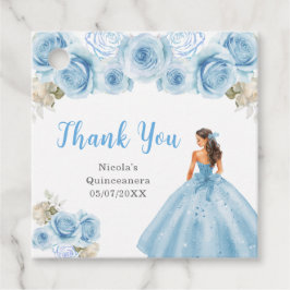 Princess in Blue Dress Quinceanera Thank You フェイバータグ