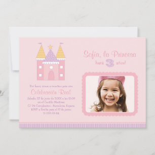 Princess Invitación de la Fiesta de Cumpleaños 招待状