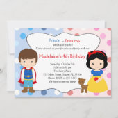 Princess Invitation王子の子供の誕生日のパーティー 招待状 (正面)