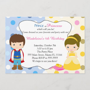 Princess Invitation Kids Birhday王子のパーティー 招待状