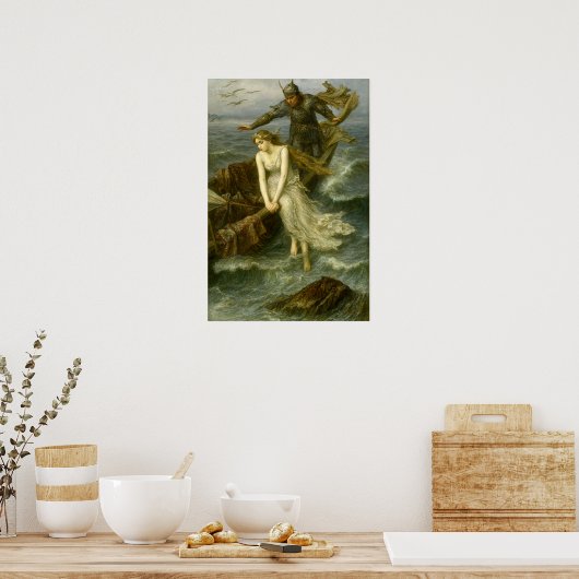 Princess & Knight At Sea Medieval Fantasy Art ポスター (キッチン)