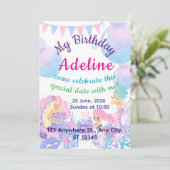 Princess & Mermaid Birthday Invitation Card (スタンド正面)
