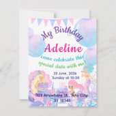 Princess & Mermaid Birthday Invitation Card (正面)