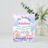 Princess & Mermaid Birthday Invitation Card (スタンド正面)
