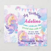 Princess & Mermaid Birthday Invitation Card (正面/裏面)