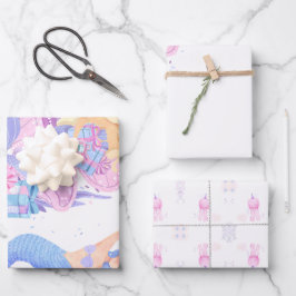 Princess & Mermaid Birthday Invitation Card ラッピングペーパーシート