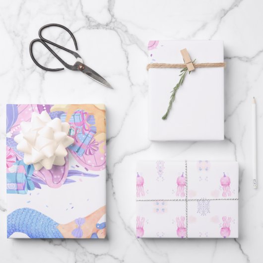 Princess & Mermaid Birthday Invitation Card ラッピングペーパーシート (正面)