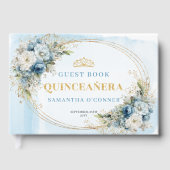 Princess Mis Quince Guest Book with Boho Greenery ゲストブック (正面)