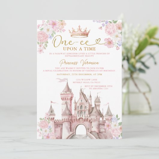 Princess ONE-CE Upon a time Birthday Castle Crown 招待状 (スタンド正面)