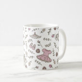 Princess Pattern Pink Monogram コーヒーマグカップ (正面右)