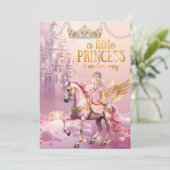 Princess Pink Baby Shower unicorn horse castle 招待状 (スタンド正面)