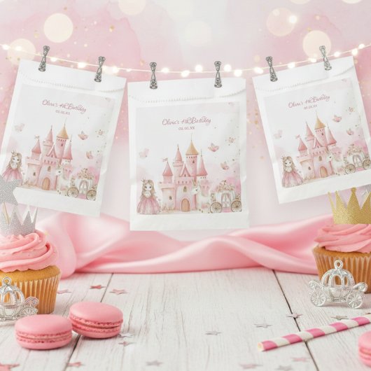 Princess Pink Castle Unicorn 4th Birthday Party  フェイバーバッグ