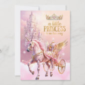 Princess Pink gold Baby Shower Carriage 招待状 (正面)