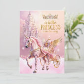 Princess Pink gold Baby Shower Carriage 招待状 (スタンド正面)