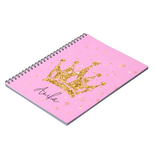 princess pink tiara glitter ノートブック (左側)