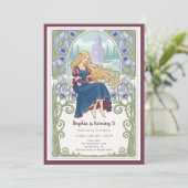 Princess Rapunzel Floral Art Nouveau Birthday 招待状 (スタンド正面)