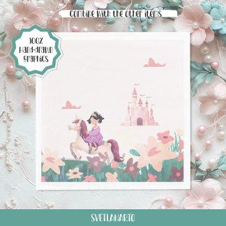 Princess Riding Unicorn Paper Napkins スタンダードランチョンナプキン