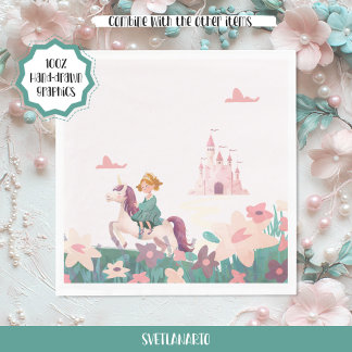 Princess Riding Unicorn Paper Napkins スタンダードランチョンナプキン
