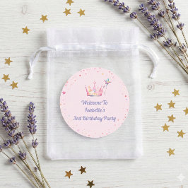 Princess Royal Crown Pink 3rd Birthday Welcome  ラウンドシール