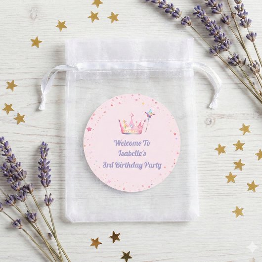 Princess Royal Crown Pink 3rd Birthday Welcome  ラウンドシール