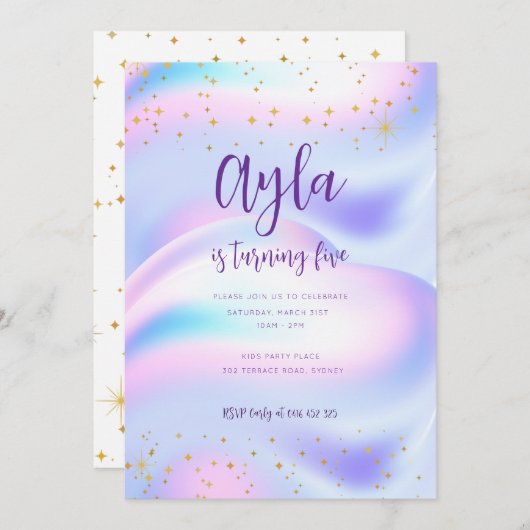 Princess Sparkles 5th Birthday Invitation  招待状 (正面/裏面)