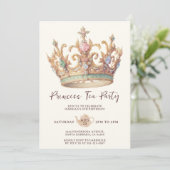 Princess Tea Party Elegant Watercolor Crown 招待状 (スタンド正面)