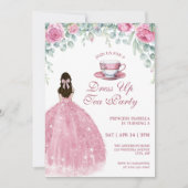 Princess Tea Party Pink Faux Sparkle Dress Up 招待状 (正面)