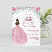 Princess Tea Party Pink Faux Sparkle Dress Up 招待状 (スタンド正面)