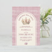 Princess Tea Party Vintage Pink Linen Arched 招待状 (スタンド正面)