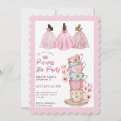 Princess Tea Party Whimsical Pink Watercolor  招待状 (正面)