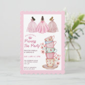 Princess Tea Party Whimsical Pink Watercolor  招待状 (スタンド正面)