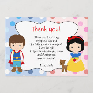Princess Thank Note王子の子供の誕生日のパーティー サンキューカード