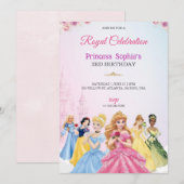 Princess-themed birthday invitation in pink colour 招待状 (正面/裏面)