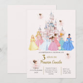 Princess Third Birthday Invitation at Her Castle 招待状 (正面/裏面)