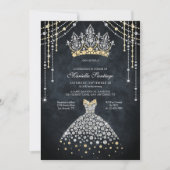 Princess Tiara Crown Dress Quinceanera Invitation 招待状 (正面)