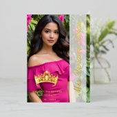 Princess Tiara Quinceañera Photo Fancy Calligraphy 箔招待状 (立ち正面)