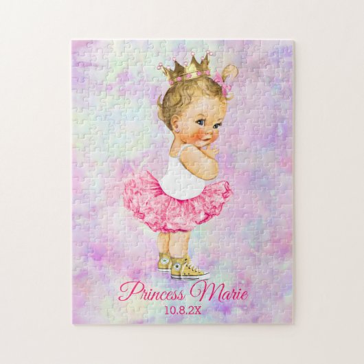 Princess tutu chica nombre y fecha personalizados ジグソーパズル (縦)
