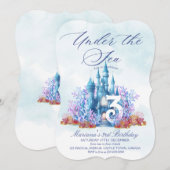 Princess Under the Sea Happy 3rd Birthday Party 招待状 (正面/裏面)